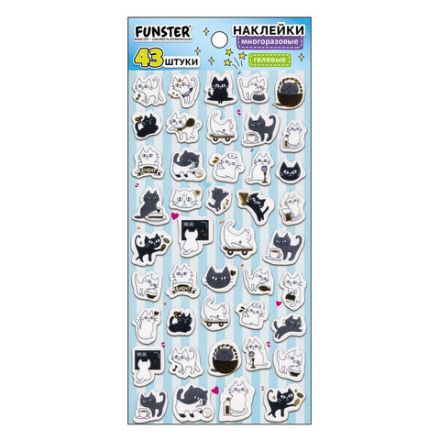 Наклейки декоративные "Забавные зверята", 17,5х9 см, ассорти 4 вида, FUNSTER (ФАНСТЕР), 666097