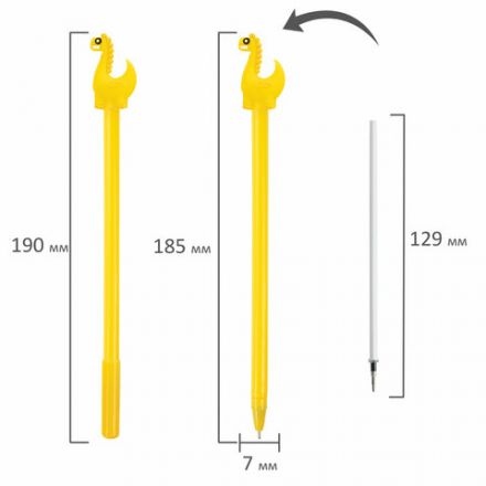 Ручка с топпером шариковая ЮНЛАНДИЯ "Динозаврик", корпус ассорти, СИНЯЯ, пишущий узел 0,7 мм, 143809 Ручка с топпером шариковая ЮНЛАНДИЯ "Динозаврик", корпус ассорти, СИНЯЯ, пишущий узел 0,7 мм, 143809