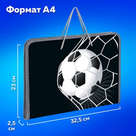 Папка для труда на молнии с ручками ПИФАГОР А4, 1 отделение, пластик, органайзер, "Ball kick", 272229 Папка для труда на молнии с ручками ПИФАГОР А4, 1 отделение, пластик, органайзер, "Ball kick", 272229