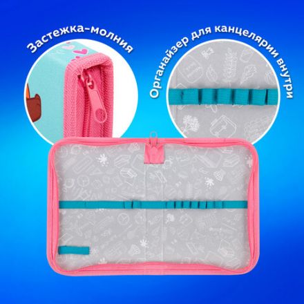 Пенал ПИФАГОР, 1 отделение, полиэстер, 19х13 см, "Red panda", 272283