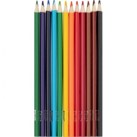 Карандаши цветные 12 цв/наб, 3-гранные Комус Класс Максики классические