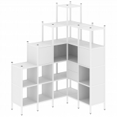 Loft Угловой внутренний стеллаж наборный VR.L-44 Белый бриллиант/Белый металл 1694*1278*2280