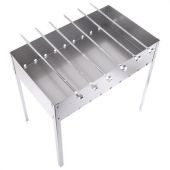 Мангал сборный стальной, размер 500х300х500 мм + 6 шампуров из нержавеющей стали, в коробке, 701728