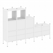 Loft Прямой стеллаж наборный VR.L-19 Белый бриллиант/Белый металл 2110*446*1458