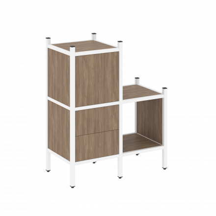 Loft Прямой стеллаж наборный VR.L-11 Дуб аризона/Белый металл 862*446*1047