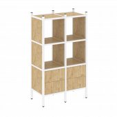 Loft Прямой стеллаж наборный VR.L-03 Тиквуд светлый/Белый металл 862*446*1458 Loft Прямой стеллаж наборный VR.L-03 Тиквуд светлый/Белый металл 862*446*1458