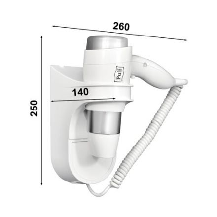 Фен для волос настенный PUFF-1600, 1600 Вт, пластик, 2 скорости, белый, 1405.003 Фен для волос настенный PUFF-1600, 1600 Вт, пластик, 2 скорости, белый, 1405.003