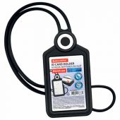 Бейдж вертикальный для пропуска и ID-карт, СИЛИКОНОВЫЙ, 85х54 мм, шнурок 42 см, черный, BRAUBERG, 238904