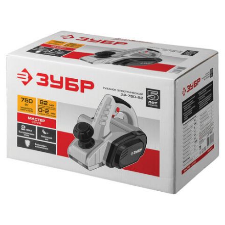 Рубанок электрический, 750 Вт, 16000 оборотов/мин, глубина 2 мм, ширина 82 мм, ЗУБР ЗР-750-82