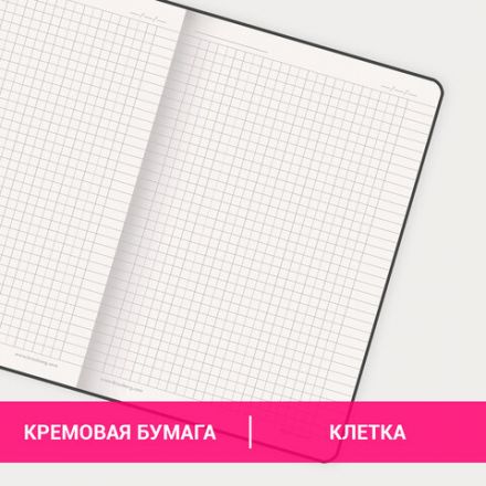 Блокнот А5 (162х218 мм), BRAUBERG "NOTE", под кожу софт-тач, с резинкой, 80 л., клетка, синий, 113438