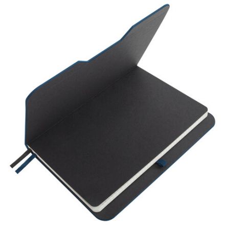 Блокнот А5 (162х218 мм), BRAUBERG "NOTE", под кожу софт-тач, с резинкой, 80 л., клетка, синий, 113438