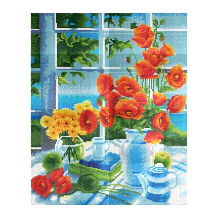 Алмазная мозаика ТРИ СОВЫ "Натюрморт с маками", 40*50см, холст, картонная коробка с пластиковой ручкой Алмазная мозаика ТРИ СОВЫ "Натюрморт с маками", 40*50см, холст, картонная коробка с пластиковой ручкой