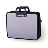 Папка-портфель пластиковая BRAUBERG ПРЕМЬЕР А4 (390х315х120 мм), 3 отделения, фактура "бисер", серая, 223083