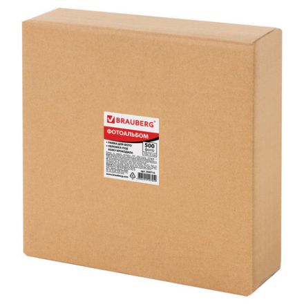 Фотоальбом BRAUBERG на 500 фотографий 10х15 см, обложка под кожу крокодила, рамка для фото, красный, 390714