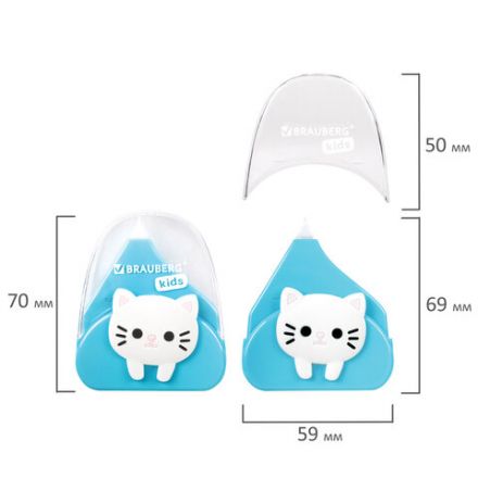 Корректирующая лента BRAUBERG KIDS "Котенок", 5 мм х 6 м, корпус ассорти, блистер, 272494 Корректирующая лента BRAUBERG KIDS "Котенок", 5 мм х 6 м, корпус ассорти, блистер, 272494