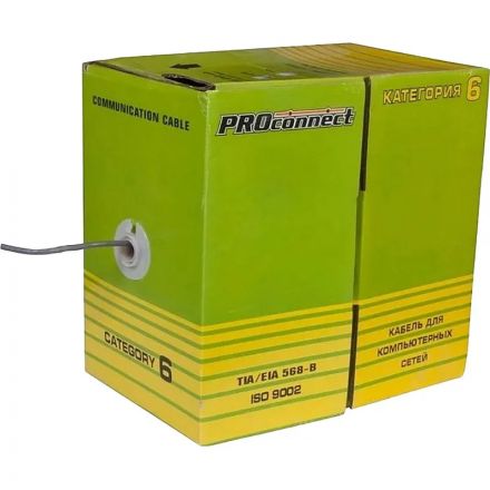 Кабель PROconnect (01-0047-3) U/UTP,CAT 6,PVC,4PR,23AWG,INDOOR,серый,305м