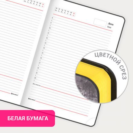 Ежедневник недатированный А5 (138х213 мм), BRAUBERG VISTA, под кожу, гибкий, 136 л., "Old New York", 111991