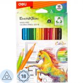 Карандаши цветные 18цв 3-гран Deli Enovation, пластик, EC113-18