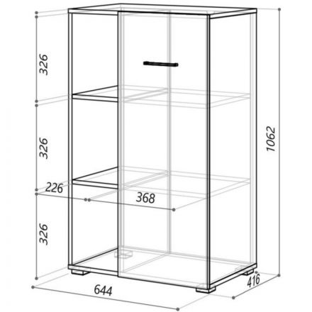 Шкаф IN Homeoffice полузакр. 644x416x1062 Дуб натуральный