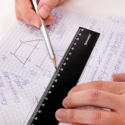 Линейка пластиковая 30 см, BRAUBERG, черная, пакет, 210776