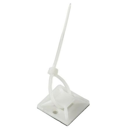 Площадка самоклеящаяся для крепления стяжки (хомута) 25х25 мм, КОМПЛЕКТ 100 штук, белая, SONNEN, 607926