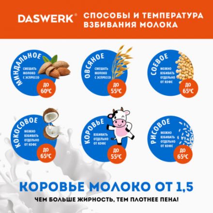 Капучинатор/вспениватель молока электрический на подставке soft touch, черный, DASWERK (ДАСВЕРК), 456179