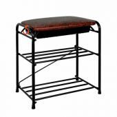 Банкетка для обуви "Альфа-13СЯ", 450х300х480 мм, 2 полки, ящик, металл/кожзам, черный/коричневый, ПДОА13СЯ Ч Банкетка для обуви "Альфа-13СЯ", 450х300х480 мм, 2 полки, ящик, металл/кожзам, черный/коричневый, ПДОА13СЯ Ч