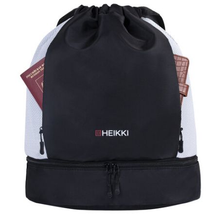 Рюкзак спортивный мешок HEIKKI ACTION (ХЕЙКИ) с отделением для обуви, вентилируемые стенки, 45х34 см, "Total black", 273455