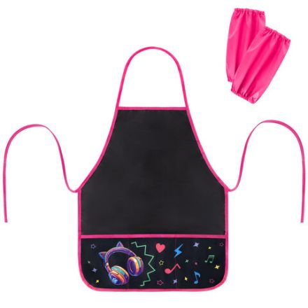 Фартук с нарукавниками для уроков труда BRAUBERG, 3 кармана, 46x54 см, "Headphones", 273643