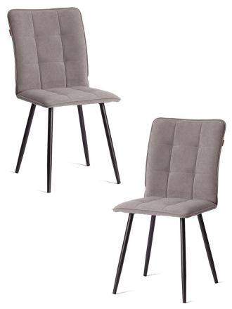 Стул обеденный Bari (2 шт. в упаковке) LT, велюр, серый/черный, 29, 41х55х89 см