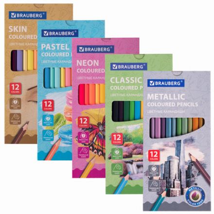 Карандаши цветные BRAUBERG, 60 цветов (Базовые, Металлик, Неон, Пастель, Телесные), трехгранные, грифель 3 мм, натуральное дерево, 181792 Карандаши цветные BRAUBERG, 60 цветов (Базовые, Металлик, Неон, Пастель, Телесные), трехгранные, грифель 3 мм, натуральное дерево, 181792
