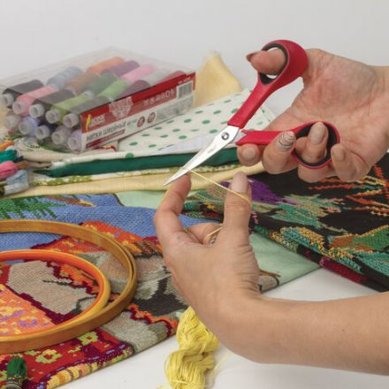 Ножницы для хобби и рукоделия ОСТРОВ СОКРОВИЩ 140 мм, 3-х сторонняя заточка, красно-черные, 237105 Ножницы для хобби и рукоделия ОСТРОВ СОКРОВИЩ 140 мм, 3-х сторонняя заточка, красно-черные, 237105