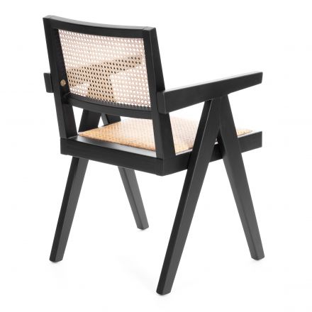 Кресло LOKI дерево вяз/ротанг, черный, 50х50х84 см