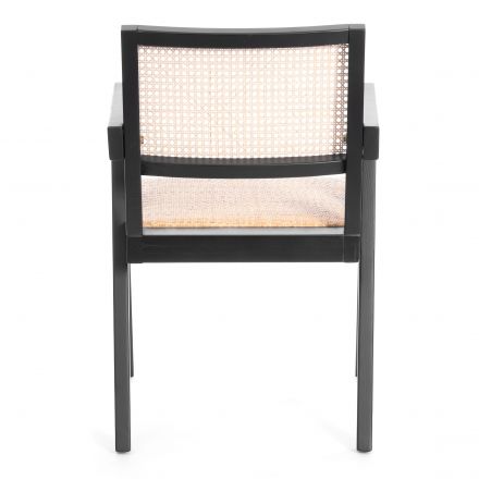 Кресло LOKI дерево вяз/ротанг, черный, 50х50х84 см