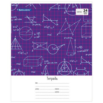 Тетрадь 24 л. BRAUBERG, клетка, обложка картон, ЧЕРТЕЖИ И ФОРМУЛЫ, 403008