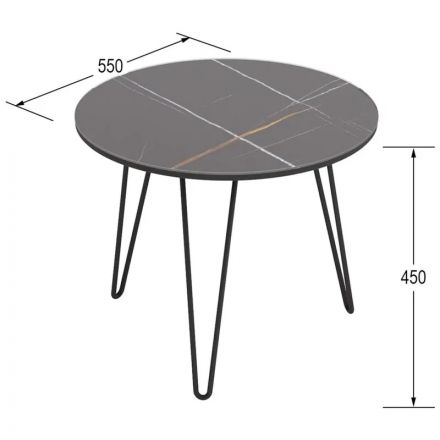 Стол журнальный _KF РИД Glass 430 D550 сахара нуар/черный матовый