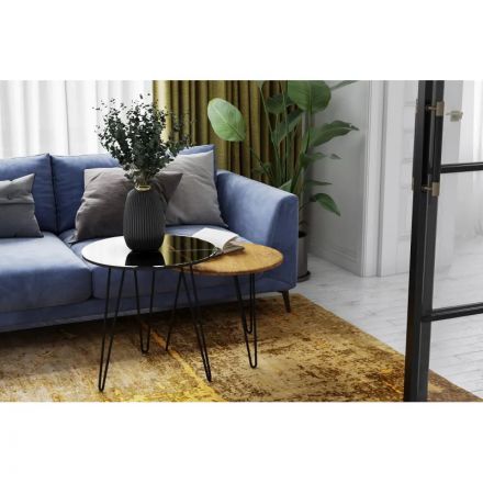 Стол журнальный _KF РИД Glass 430 D550 сахара нуар/черный матовый