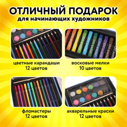 Набор ЮНОГО ХУДОЖНИКА "ПРИНЦЕССА" для рисования и творчества в кейсе ЮНЛАНДИЯ, 75 предметов, 665673