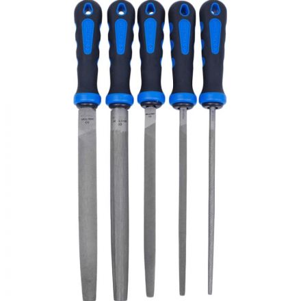 Набор напильников 200 мм, двухкомпонентные рукоятки, 5 предметов KING TONY