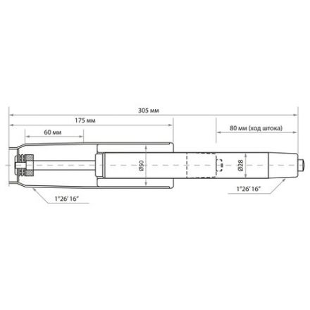 Газлифт BRABIX A-80 суперкороткий, ХРОМ, длина в открытом виде 305 мм, d50 мм, класс 2, 532003