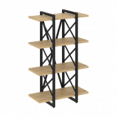 Loft Стеллаж на регулируемых опорах-4 полки VR.L-MST.O-4.4V Тиквуд светлый/Чёрный металл 800*400*1280