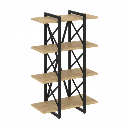 Loft Стеллаж на регулируемых опорах-4 полки VR.L-MST.O-4.4V Тиквуд светлый/Чёрный металл 800*400*1280