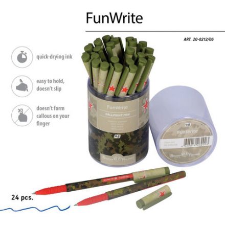 Ручка шариковая BRUNO VISCONTI "FunWrite", СИНЯЯ, "Милитари", узел 0,5 мм, линия письма 0,3 мм, 20-0212/06 Ручка шариковая BRUNO VISCONTI "FunWrite", СИНЯЯ, "Милитари", узел 0,5 мм, линия письма 0,3 мм, 20-0212/06