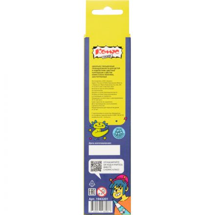 Карандаши цветные 6 цв/наб, 6-гранные Комус Класс Максики классические