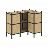Loft Угловой внутренний стеллаж наборный VR.L-28 Тиквуд светлый/Чёрный металл 1278*862*1047