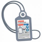 Бейдж вертикальный для пропуска и ID-карт, СИЛИКОНОВЫЙ, 85х54 мм, шнурок 42 см, серый, BRAUBERG, 238905