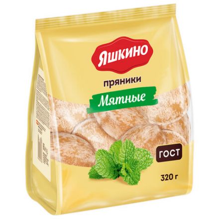 Пряники ЯШКИНО "Мятные" мягкие в сахарной глазури, 350 г, ЯП902