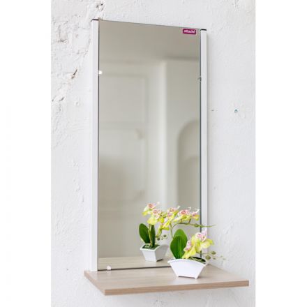 Зеркало настенное TI_Attache Мюлен/полка 420x783 мет.бел/ЛДСП яс.шимо св