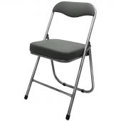 Стул складной каркас металлик , кожзам серый РС 04 кант