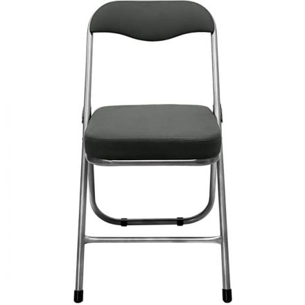 Стул складной каркас металлик , кожзам серый РС 04 кант